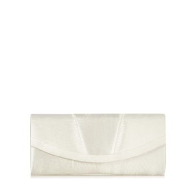 Ivory panel satin curved clutch bag